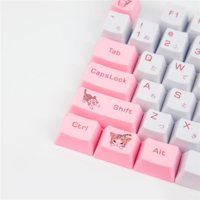 Pink Kitty Kat Keycap Set