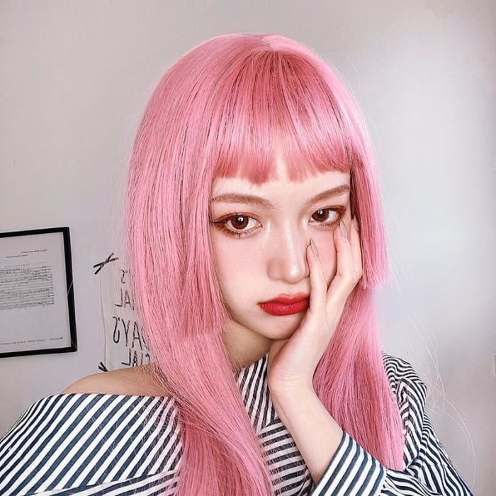 Pink Lolita Princess Cut Long Staight Wig C15930 - Cospicky