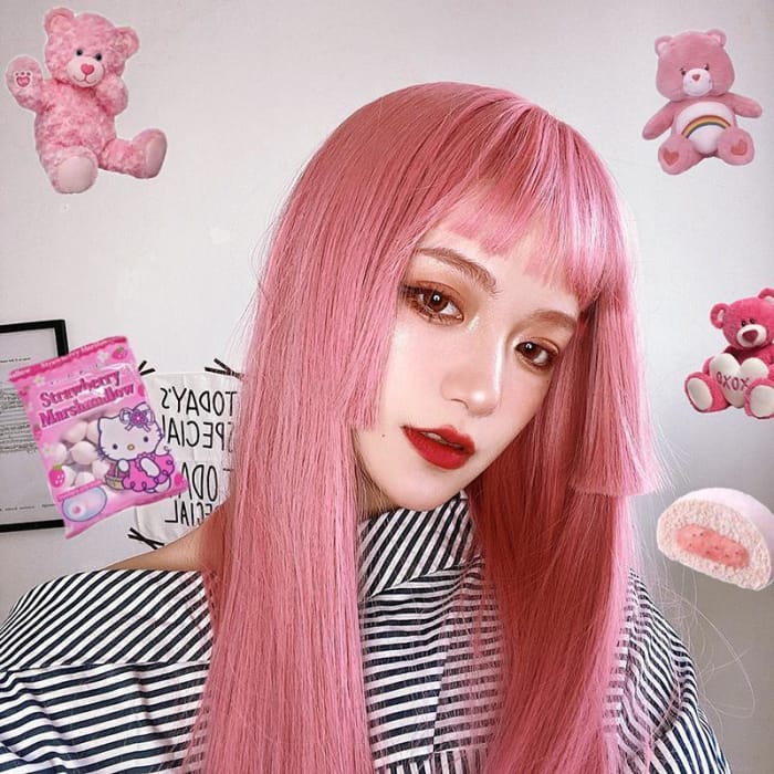 Pink Lolita Princess Cut Long Staight Wig C15930 - Cospicky