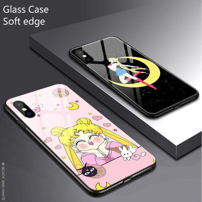 Pink/Black Sailor Moon Glow In Dark Reflective Phone Case 