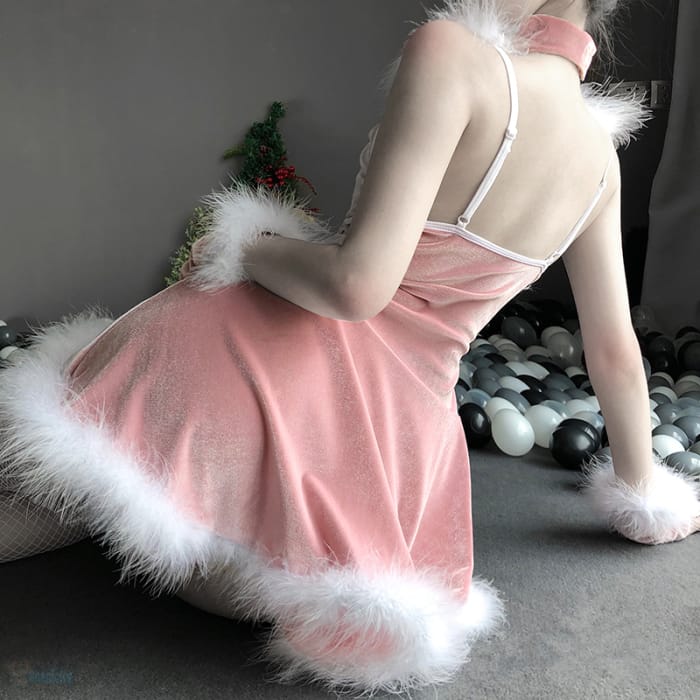 Pink/Red Christmas Lace Dress CP109
