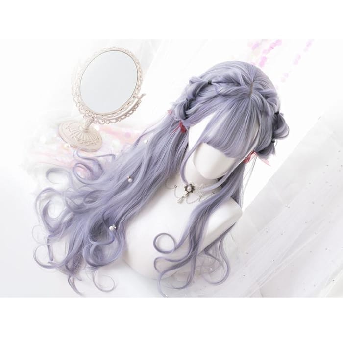 Purple Grey Harajuku Lolita Long Curl Wig C13658 - Cospicky