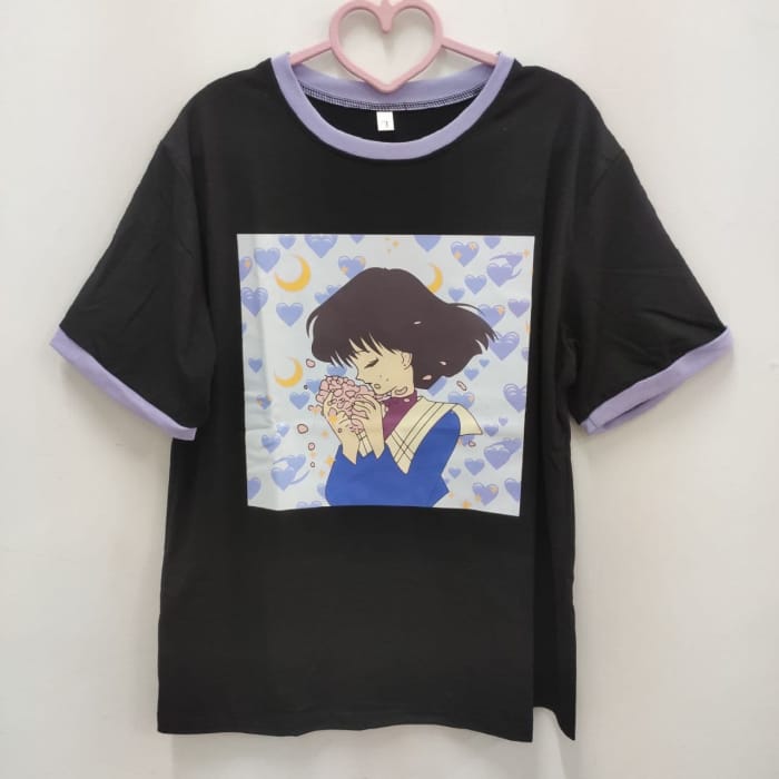 Purple Love Girl Print T-shirt C15201 - T-Shirt