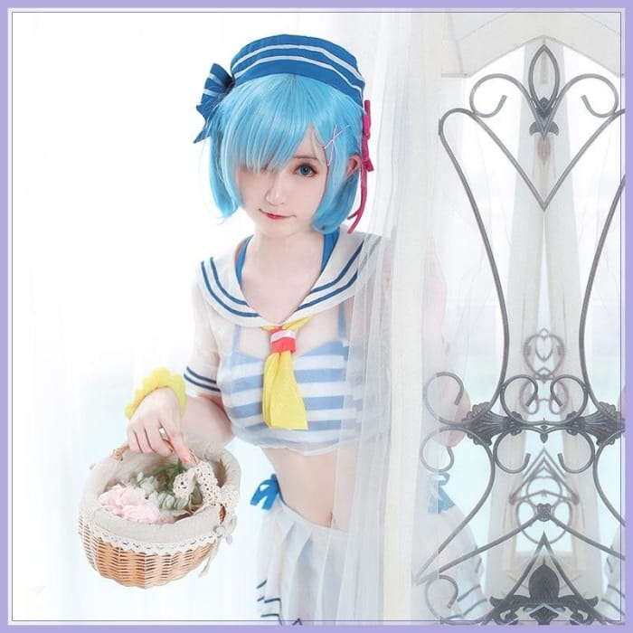 Re: Life in a Different World From Zero Rem Cosplay Sexy Girl Sailor Swimsuit SS0602 - Cospicky