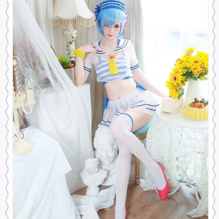 Re: Life in a Different World From Zero Rem Cosplay Sexy Girl Sailor Swimsuit SS0602 - Cospicky