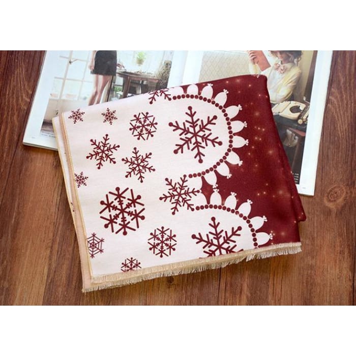 Red Christmas Deer Winter Fleece Shawl CP154650 - Cospicky