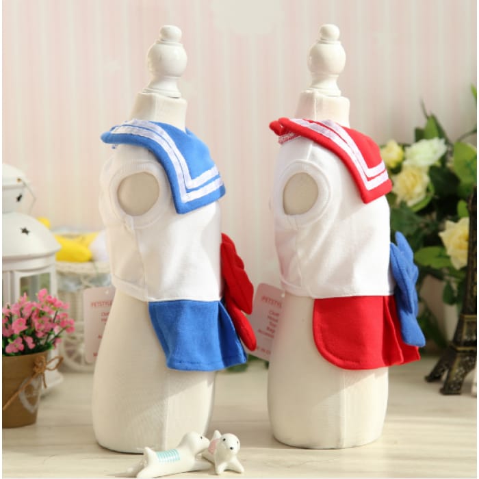 Red/Blue Bow Sailor Dress Doggie Clothing CP1811775 - Cospicky
