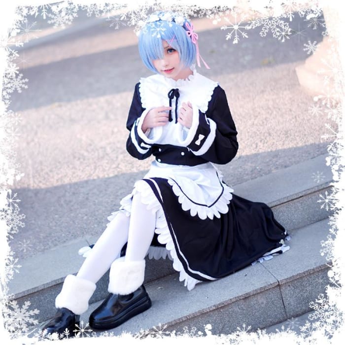 Re:Life in a different world from zero Rem/Ram Memory Snow Maid Cosplay Costume CC0019 - Cospicky