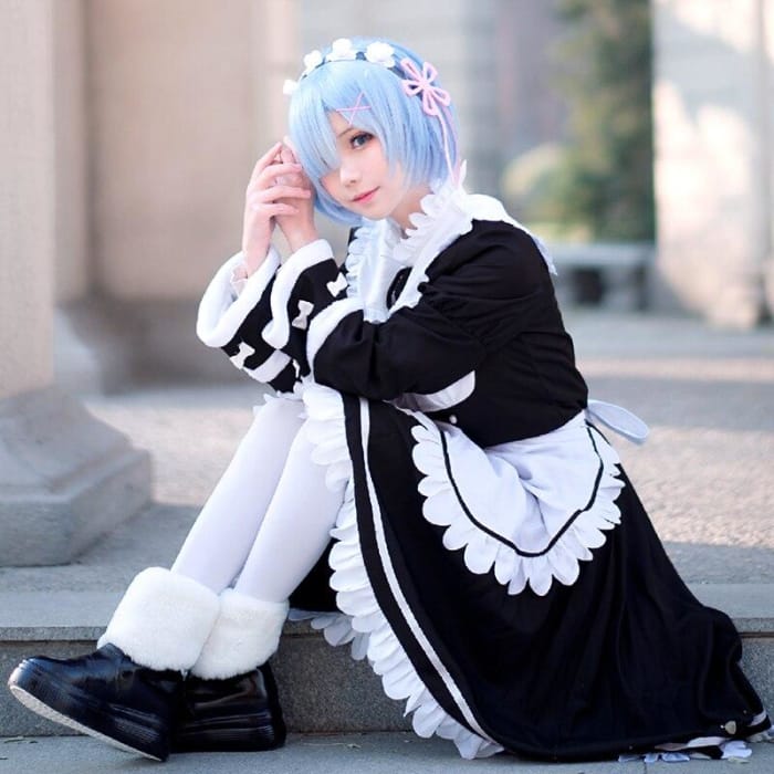 Re:Life in a different world from zero Rem/Ram Memory Snow Maid Cosplay Costume CC0019 - Cospicky