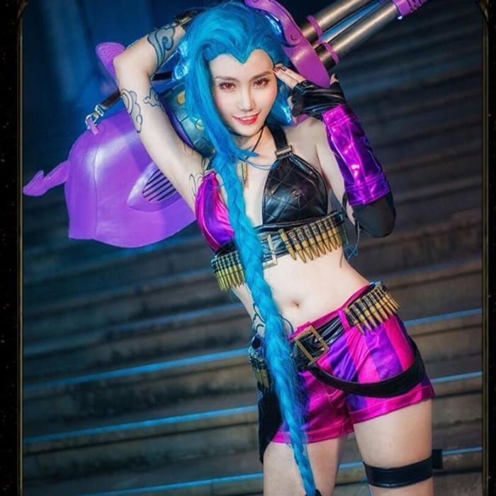 [ Reservatio] Anime Game LOL Jinx Cosplay Costume C16007 - Cospicky