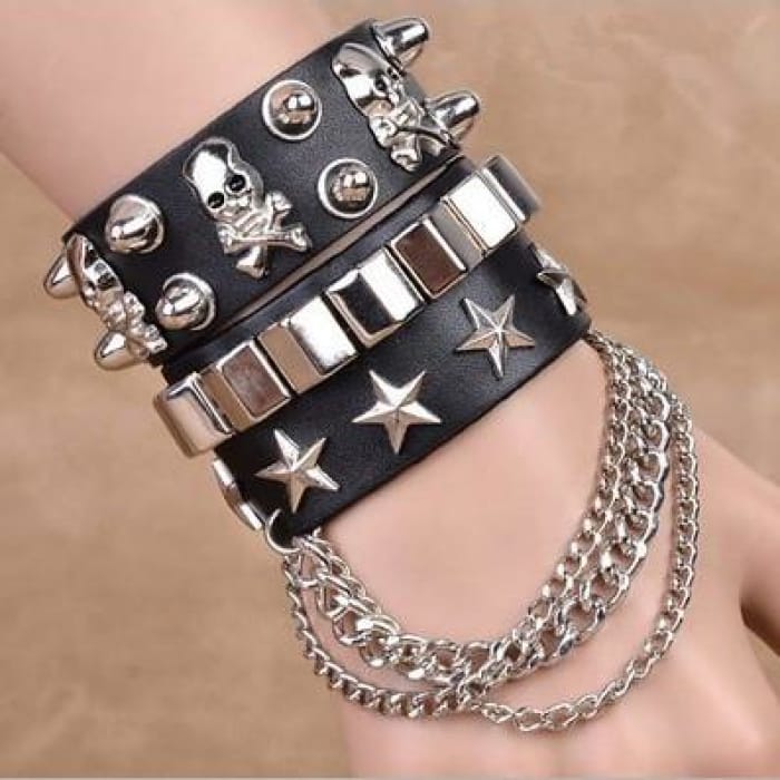 Retro Punk Gothic Leather Bracelet CP179271 - Cospicky