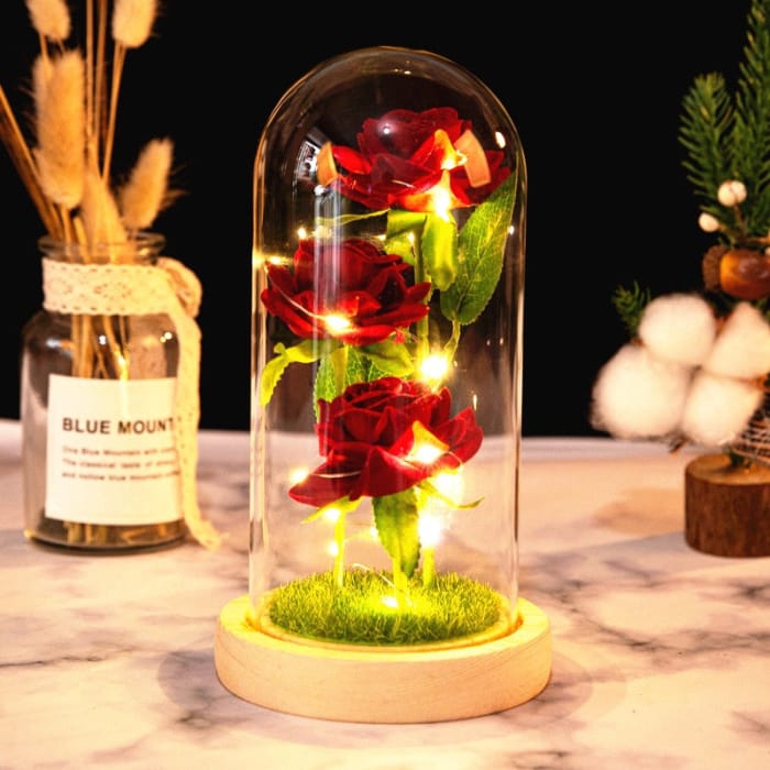 Rose LED Light In Glass - E-1 - gift