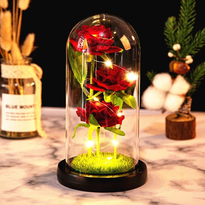 Rose LED Light In Glass - E-3 - gift