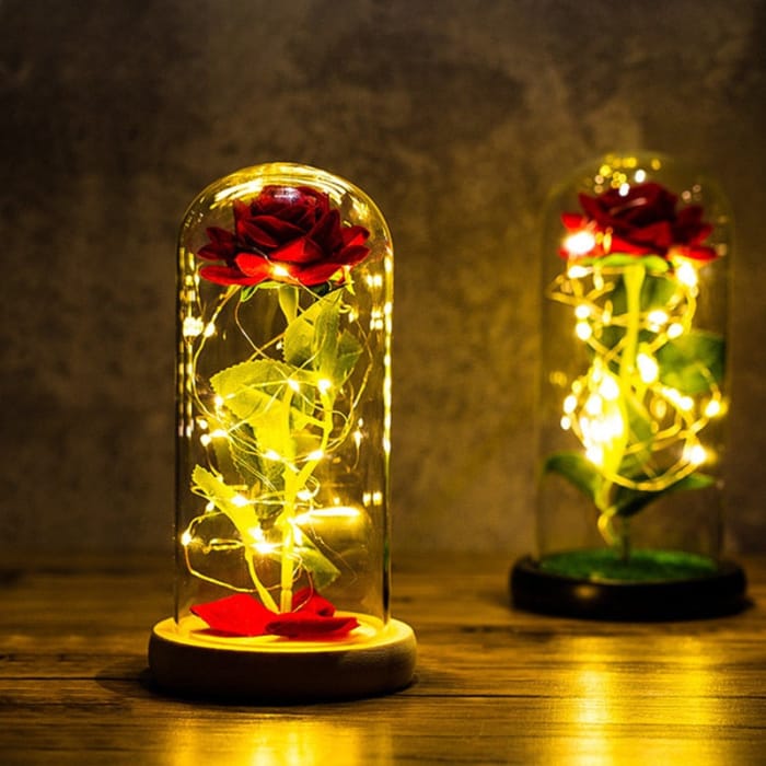 Rose LED Light In Glass - gift