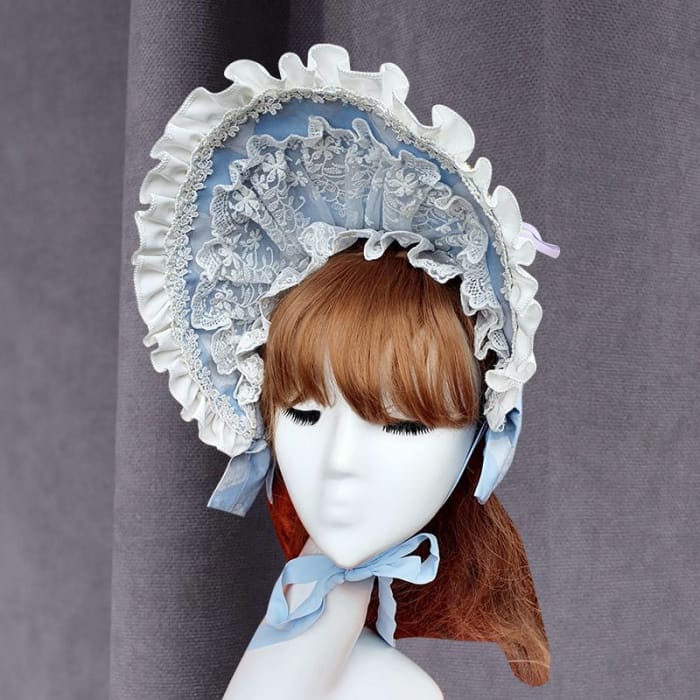 Ruffled Lace Bonnet Hat-3