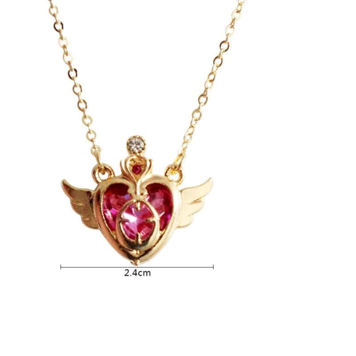 Sailor Moon Peach Heart Wings Necklace SP1812620