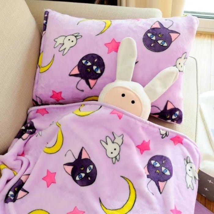 Sailor moon Tsukino Usagi Cosplay Props Luna Cat Flannel Blankets C13253 - Cospicky