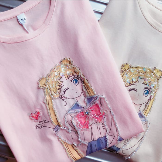 Sailor Moon Usage Paillette Tee Shirt C14368 - T shirt