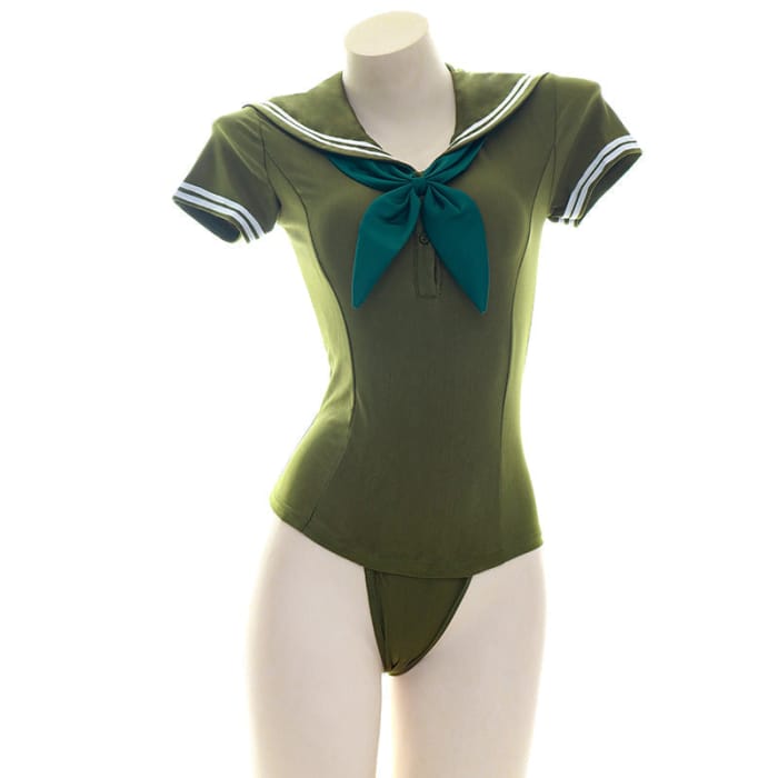 Sailor Style Uniform Green Swimsuit BE946