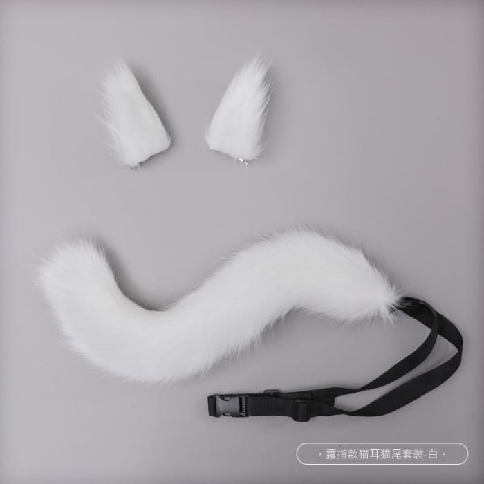 Set :  Cat Ear Hair Clip + Cat Tail Cosplay Costume-6