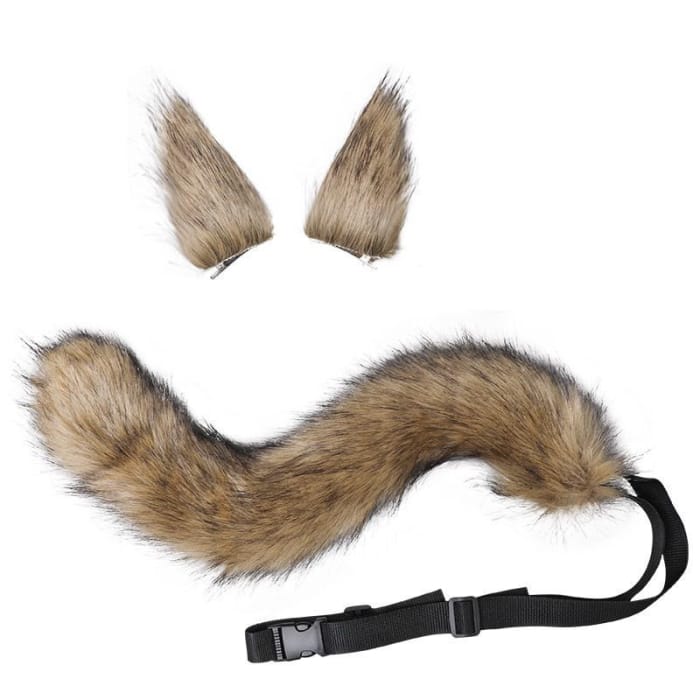 Set :  Cat Ear Hair Clip + Cat Tail Cosplay Costume-2