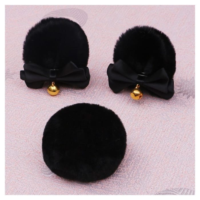 Set : Cosplay  Bear Ear Bow Chenille Hair Clip + Tail-7