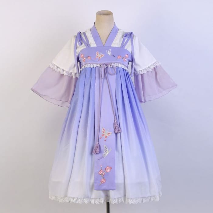 Short-Sleeve Hanfu Top / Strappy Dress / Set-6