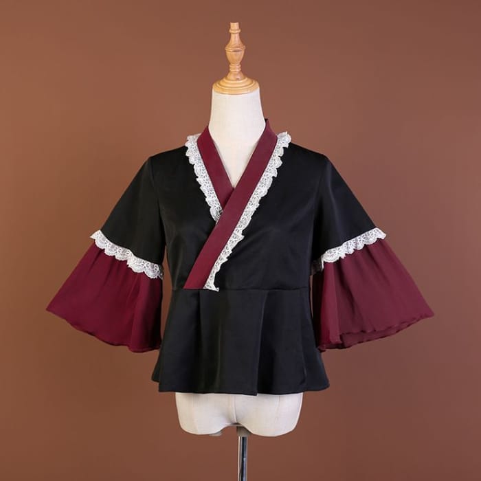 Short-Sleeve Hanfu Top / Strappy Dress / Set-5