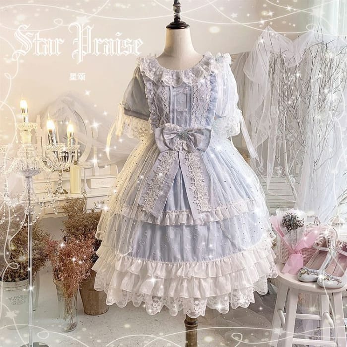 Short-Sleeve Ruffle Mesh Lolita Dress-3