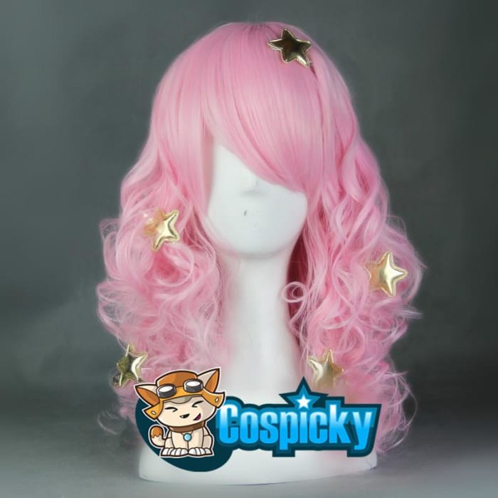 Show By Rock Pink Long Curly Cosplay Wig CP165769 - Cospicky