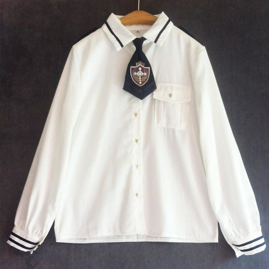 S/M White Sailor Blouse Top CP153961 - Cospicky