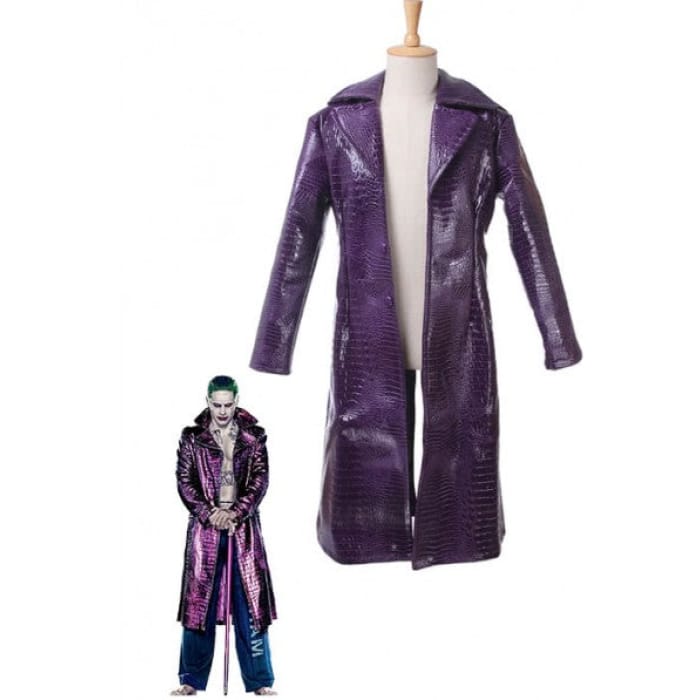 Suicide Squad Movie Joker Purple Cosplay Costumes Coat Ze27 