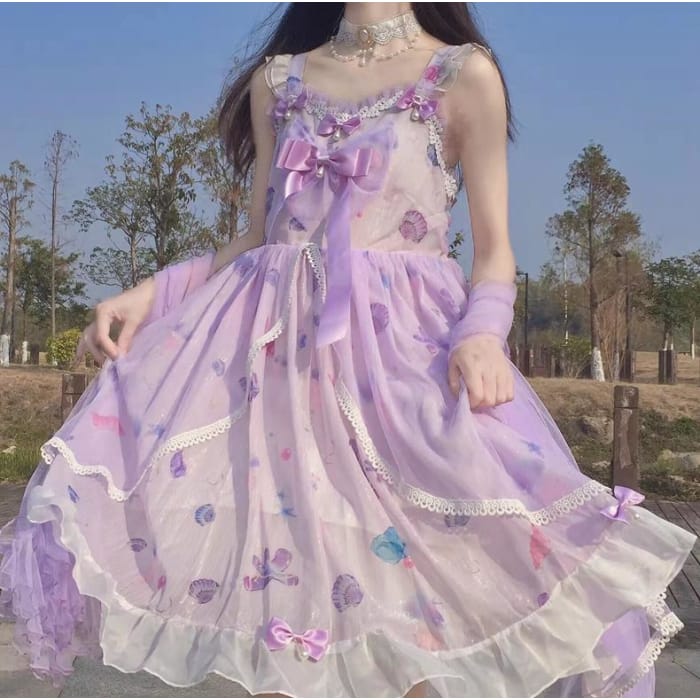 Sweet Purple Bow Lolita Dress C15420 - Cospicky