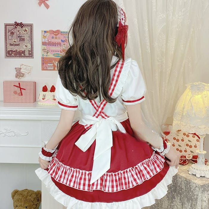 Sweet Red Lolita Cute Princess Maid Dress ON650 - dress