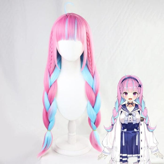 VTuber Hololive Minato Aqua Mixed Blue Pink Twin Ponytails Cosplay Wig C15715 - Cospicky