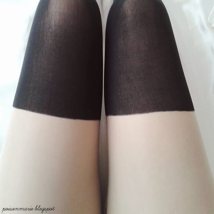 White/Black Basic Fake Over Knee Thigh High Tights CP130053 - Cospicky