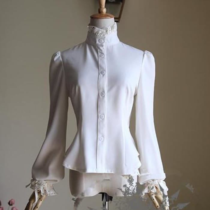 White/Black Unisex Prince Victoria Blouse Shirt CP153323 - Cospicky