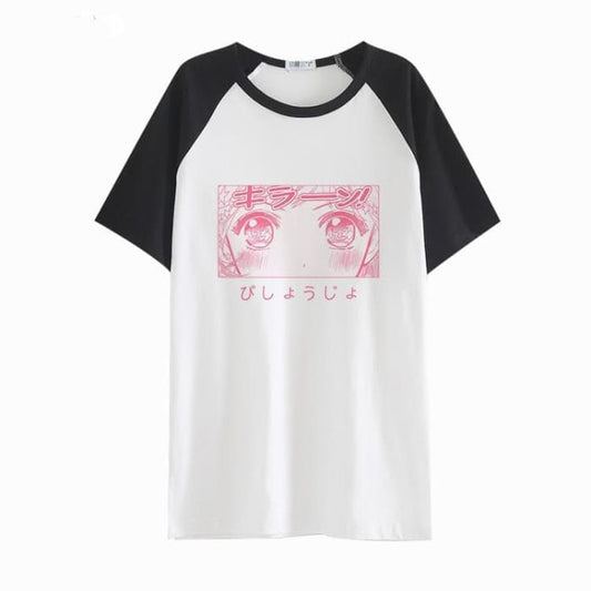 White/Black/Grey Beautiful Girl Japanese Tee Shirt S12710 - 