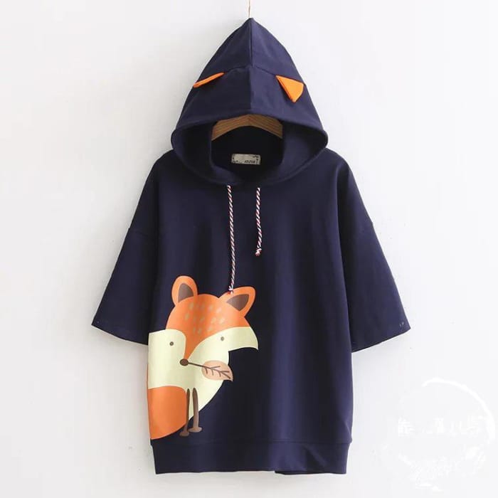 White/Navy Kawaii Little Prince Fox Hoodie CP1710985 - Cospicky