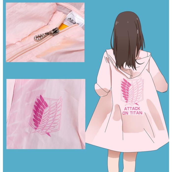 White/Pink Attack on Titan Sun-Protective Clothing CP1710049 - Cospicky