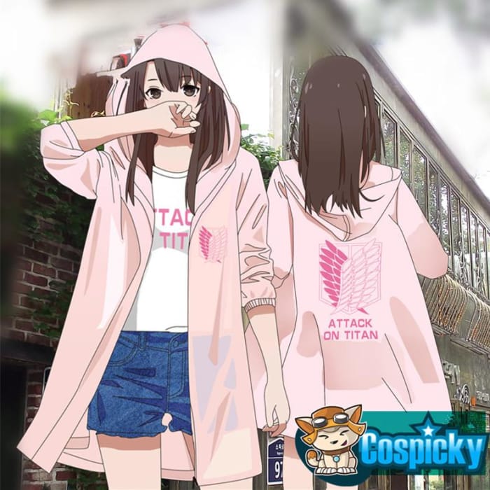 White/Pink Attack on Titan Sun-Protective Clothing CP1710049 - Cospicky