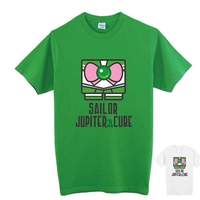 XS-XL White/Green [Sailor Moon] Sailor Jupiter Cube Tee shirt CP153301 - Cospicky