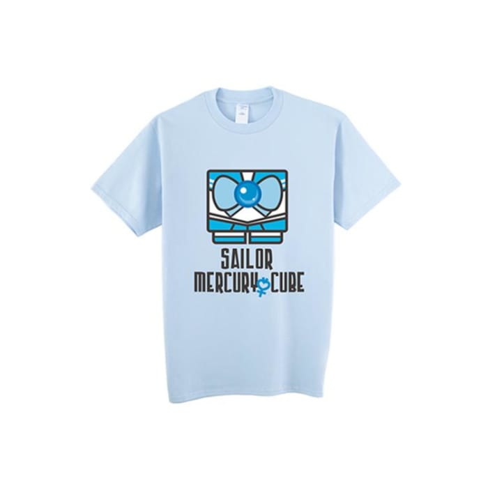 XS-XL White/Light Blue [Sailor Moon] Sailor Mercury Cube Tee shirt CP153302 - Cospicky