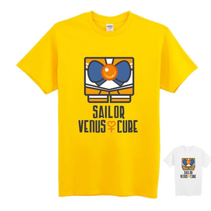 XS-XL White/Yellow {Sailor Moon] Sailor Venus Cube Tee Shirt CP153305 - Cospicky