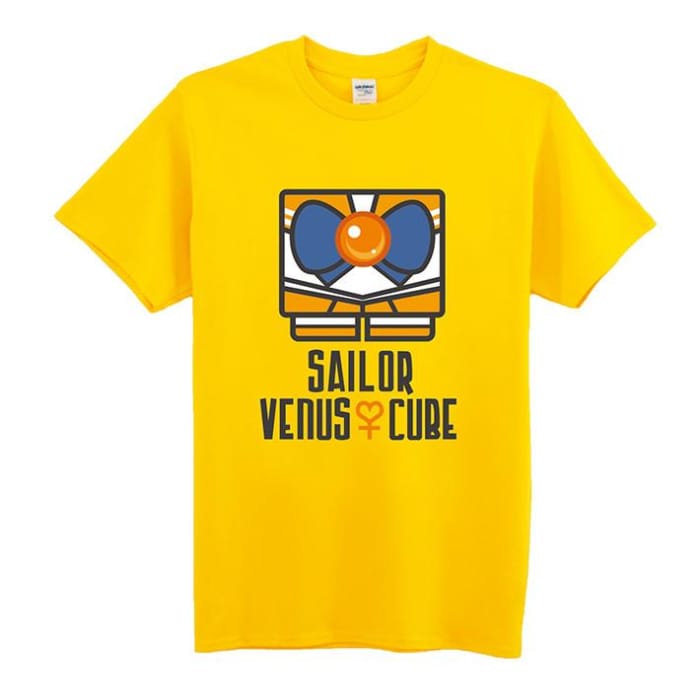XS-XL White/Yellow {Sailor Moon] Sailor Venus Cube Tee Shirt CP153305 - Cospicky